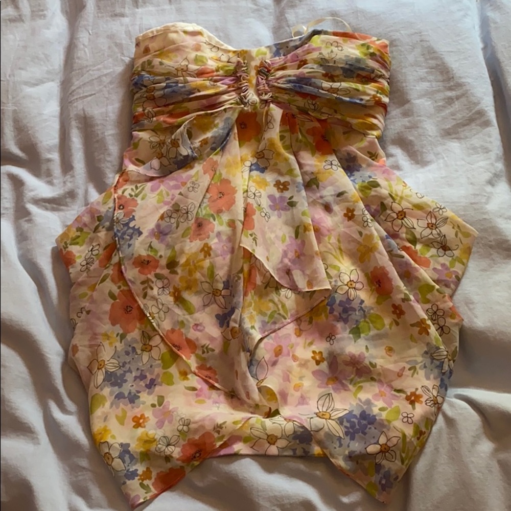 Jill Stuart dress knee high strapless raffle